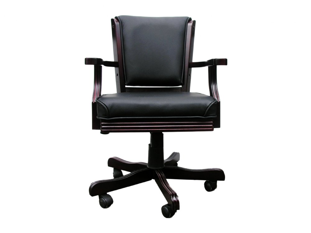 Chair in Mahogany with Black Leather Poker Tables & Chairs Berner