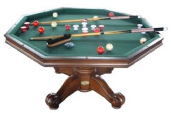 3 in 1 � 54� Octagon Poker/Bumper/Dining in Dark Walnut