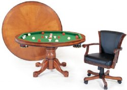 3 in 1 � 54� Round Poker/Bumper/Dining in Antique Walnut
