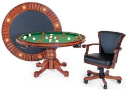 3 in 1 � 54� Round Poker/Bumper/Dining in Antique Walnut