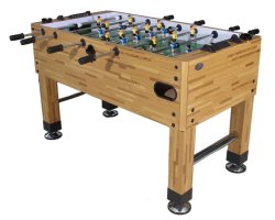 Premium Foosball Table in Butcher Block with both 1 & 3-Man Goalie