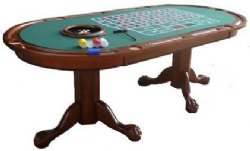 4 in 1 - 84� Holdem Poker/Craps/Roulette/Dining Table in Walnut <BR>OUT OF STOCK - DISCONTINUED