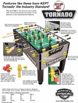 Tornado T3000 / Tournament 3000 (Non Coin) Foosball Table in Silver / Platinum